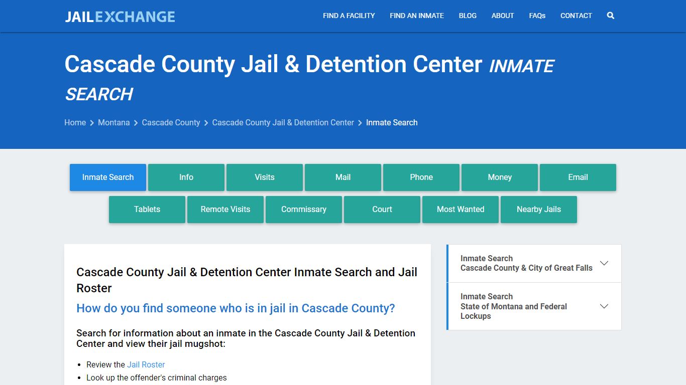 Cascade County Jail & Detention Center Inmate Search